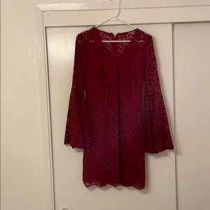 White House Black Market red lace dress.